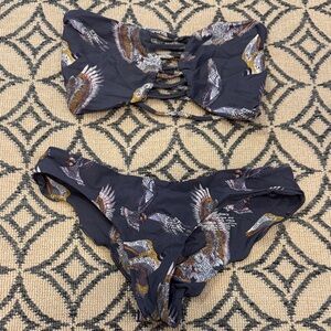 Boys + Arrows Black and Gray Printed Bikini M/S Eagle Print